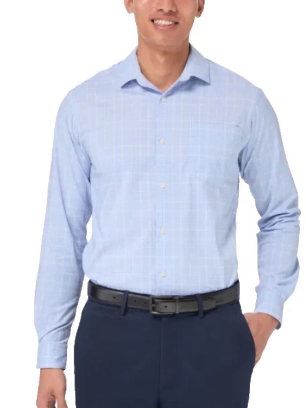 Kirkland Signature Men’s Performance Sport Shirt Light Blue Size M 15-15.5 32/33